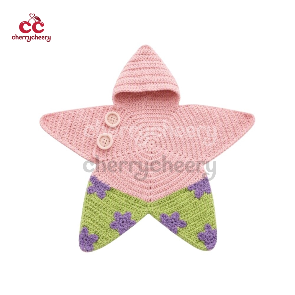 Handmade Crochet Baby Patrick Star Suit, Baby Sleeping Bag Handmade Crochet Baby Patrick Star Suit, Baby Sleeping Bag